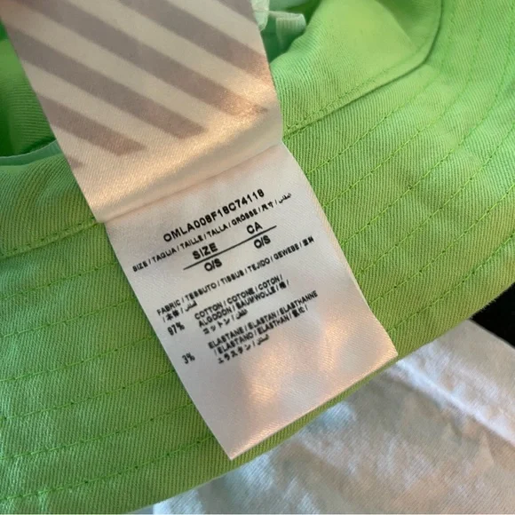 OFF WHITE Virgil Abloh Empty Gallery Neon Green Bucket Hat